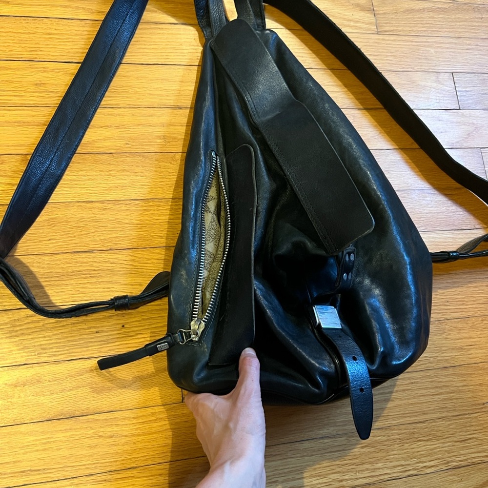 A.S. 98 Black Leather Backpack - Picture 4 of 7